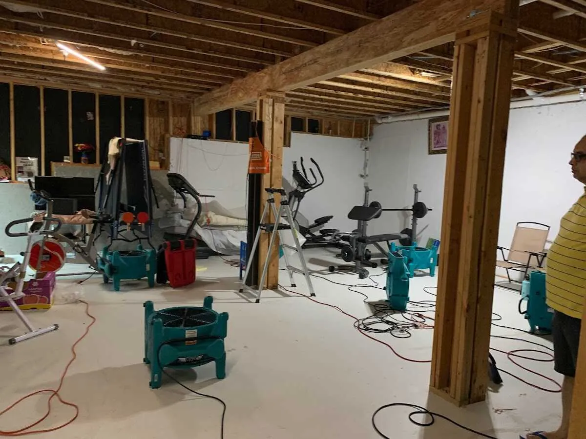 Basement drying equipment setup for Contents Cleaning & Restoration in Pigeon Forge